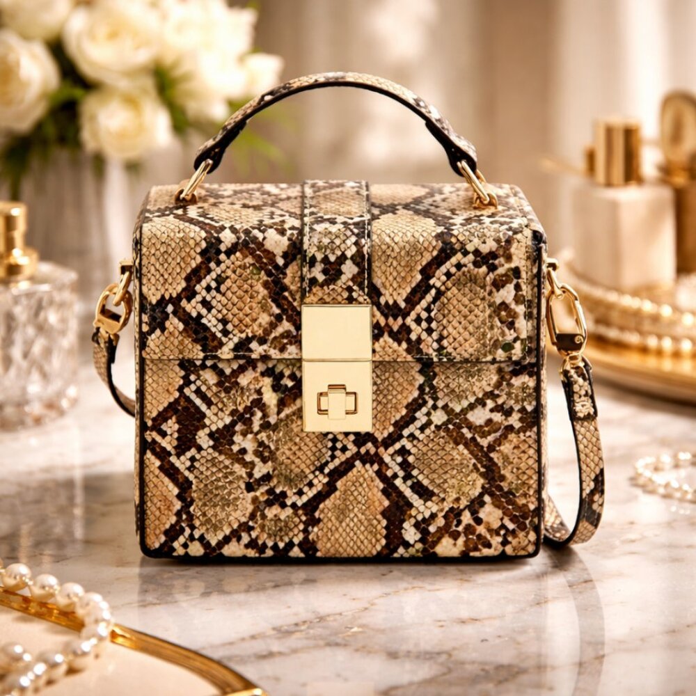 NWT Mango Crossbody Snake Print Bag With Shoulder Strap